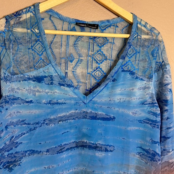 Gypsy 05 100% Silk Beachy Coastal long Sleeve Top Size Medium - Picture 3 of 4